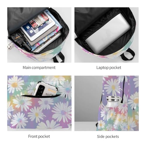 cfpolar 17 Inch Backpack Cute Daisy Flower Laptop Bag Shoulder Bag School Bookbag Casual Daypack For Boys Girls,A-10 - color: D-10