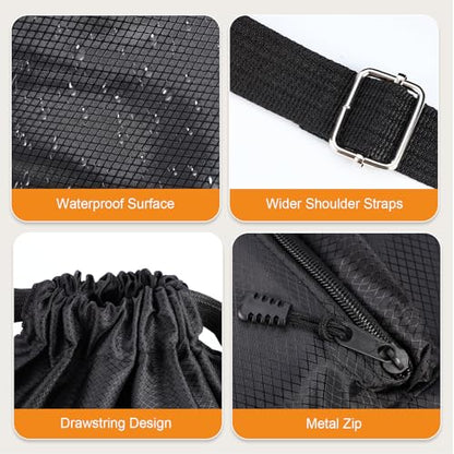 Dntorx Drawstring Backpack, Gym Bag for Women, Kids Swim Bag Black | Waterproof string backpack with water bottle pocket, lightweight washable roomy drawstring design adjustable straps - color: Black