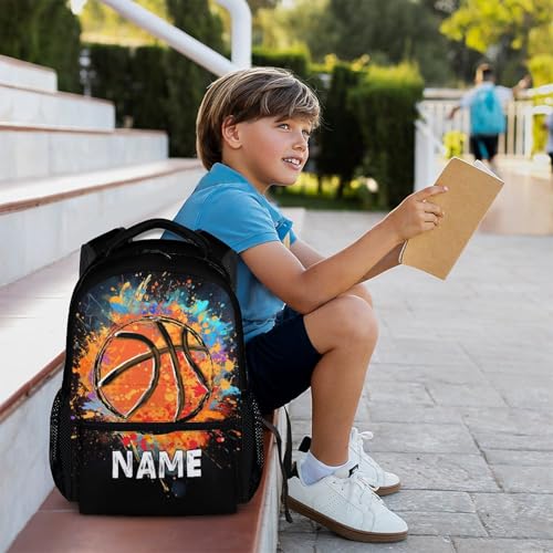 Boys School Backpack Personalized Kids Basketball Backpacks Bookbag Back to School Supplies, Custom Name Cool Sport Back Pack for Travel Camping Casual (17 Inches) - color: Color 1-1