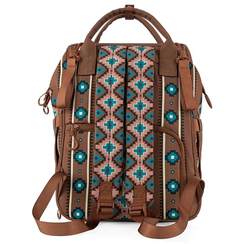 Montana West Wrangler Diaper Bag Backpack Aztec Callie Bag Travel Backpack Purses Western Multi-Function Baby Bags for Mom - color: 3pcs Dark Brown