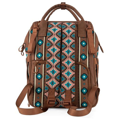 Montana West Wrangler Diaper Bag Backpack Aztec Callie Bag Travel Backpack Purses Western Multi-Function Baby Bags for Mom - color: 3pcs Dark Brown
