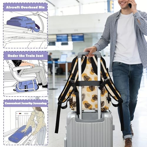Travel Backpack with Shoe Compartment, 20L Large Capacity Laptop Backpack for Men Women, Tropical Leaves Daypack for Traveling Hiking Carry On