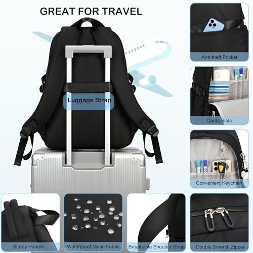 Hidds College Backpack Laptop Backpacks 15.6 Inch for Men Women Elementary Middle High School Book Bag For Teens Girls Boys Student Anti Theft Travel Daypack Large Bookbags-Black - color: Black