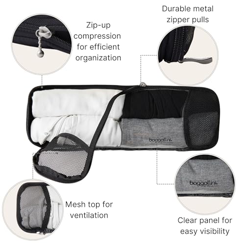 Baggallini Long Compression Cube - Lightweight Compression Packing Cube for Travel - color: Midnight Blossom