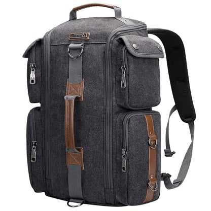 WITZMAN Travel Backpack for Men and Women Carry On Canvas Backpack Duffel Bag for Airplanes Fit 17 Inch Laptop (6661 canvas black) - color: Black
