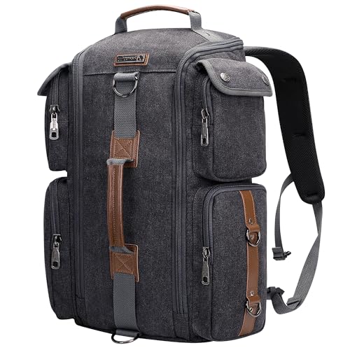 WITZMAN Travel Backpack for Men and Women Carry On Canvas Backpack Duffel Bag for Airplanes Fit 17 Inch Laptop (6661 canvas black) - color: Black
