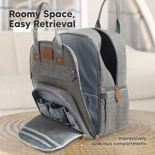 KeaBabies Diaper Bag Backpack - Large Baby Diaper Bag with Changing Pad, Baby Boy, Girl, Travel Backpack for Mom and Dad, Waterproof, Multi Function Durable (Classic Gray) - color: Classic Gray