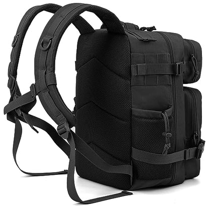 QT&QY 25L/45L Military Tactical Backpack For Men Molle Daypack 3 Day Bug Out Bag Hiking Rucksack With Bottle Holder - color: 25l Black