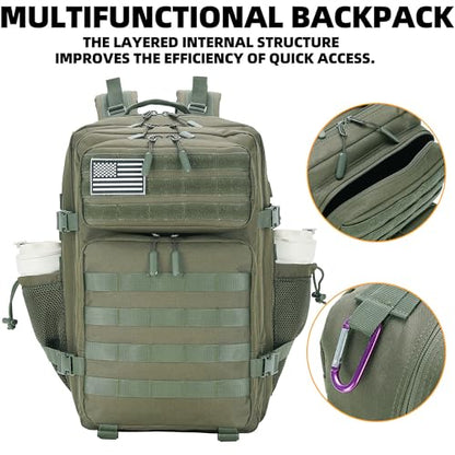 Lovelinks21 45L Tactical Assault Backpack 3 day assault pack with Molle Waterproof backpack Rucksack for Tactical Backpacks (Army green) - color: Army Green