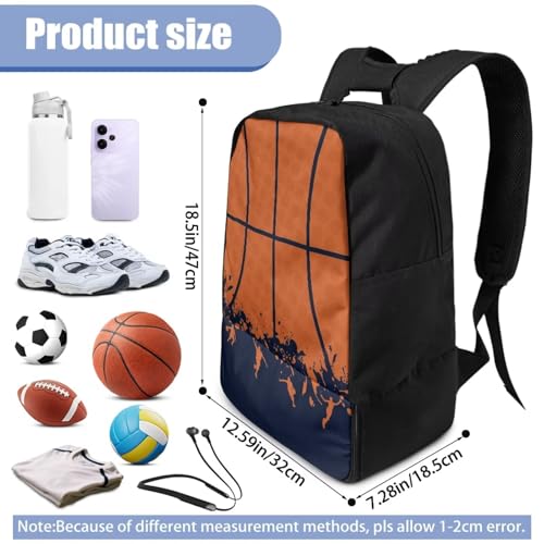 18.5in Basketball Backpack Basketball Bag with Shoe Compartment & Ball Holder, Waterproof Bag for Soccer Volleyball - color: Simple Basketball Stripe Print
