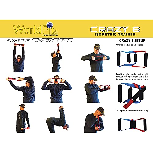 WorldFit Crazy-8 Pull-Up Grips and ISO Trainer for Door in Home, Office and Hotel, Portable Gym in a Bag (Black)