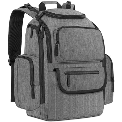 Mancro Diaper Bag Backpack, Baby Diaper Bag with 2 Side Insulated Pockets, Travel Diaper Backpack for Men Women with Stroller Straps, Large Capacity and Waterproof, Grey - color: Grey, size: Large
