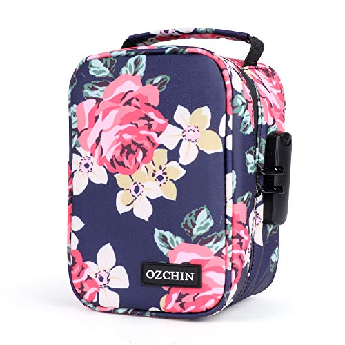 OZCHIN Smell Proof Bag with Combination Lock File Organizer Case Container Medicine Odorless Storage Lock Box Great Gift for Friend - color: Pink, size: M