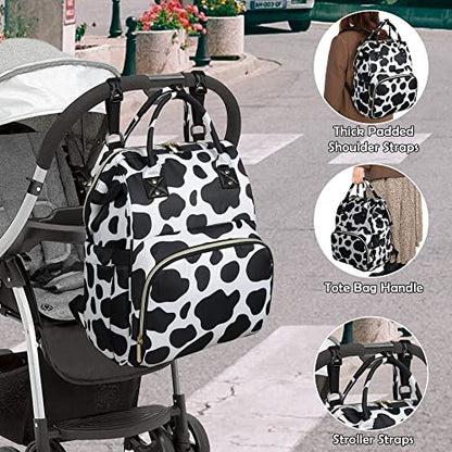 Femuar Diaper Bag Backpack Multifunction Maternity Diaper Bag for Baby Girls & Boys Large Capacity Travel Nappy Bags - color: Cow Print