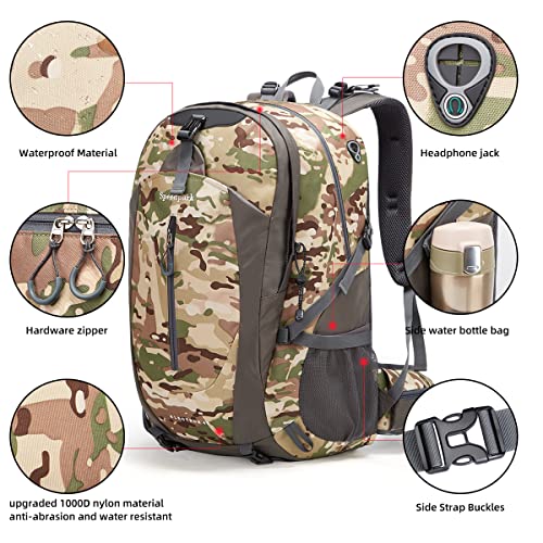SPEEDPARK Hiking Backpack 40L Waterproof Hiking Daypack with Rain Cover, Outdoor Trekking Travel Backpacks for Men Women - color: C Acu