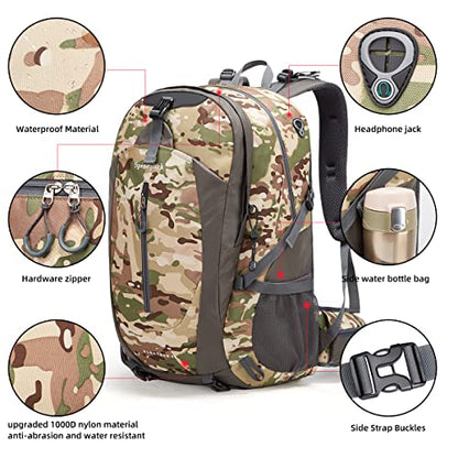 SPEEDPARK Hiking Backpack 40L Waterproof Hiking Daypack with Rain Cover, Outdoor Trekking Travel Backpacks for Men Women - color: C Acu