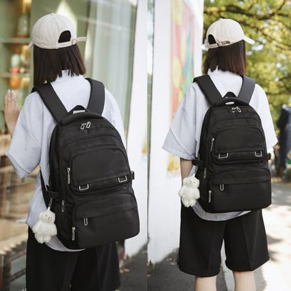 KBTYE School Backpack for Kids Girls Cute Travel Backapck for College Women Men Casual Laptop Bookbag for Teen Student(Black) - color: Black