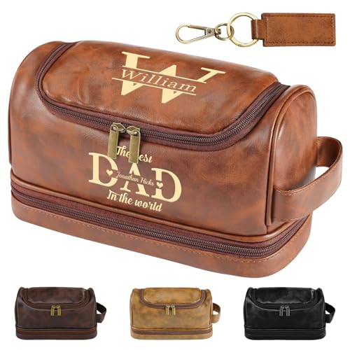 Road Trip Essentials Personalized Toiletry Bag for Men, Gym Toiletry Bag, 3D Engraved Personalized Gifts for Men Dad Husband Boyfriend, RV Travel Gear Hanging Waterproof Summer Travel Accessories - color: Father's Day Edition