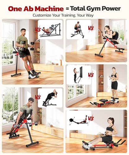 Yoleo 2 in 1 Ab & Rowing Machines for Home, Foldable Ab Workout Equipment, Ab Trainer Machine for Stomach Workout, Ab Crunch Machine with Foam Support,7-Length Adjustable Ab Machine for Home Exercise