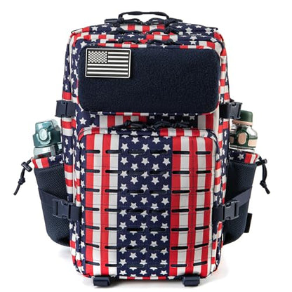 QT&QY 25L/45L Military Tactical Backpack For Men Molle Daypack 3 Day Bug Out Bag Hiking Rucksack With Bottle Holder - color: 45l 2.0 Star Spangled