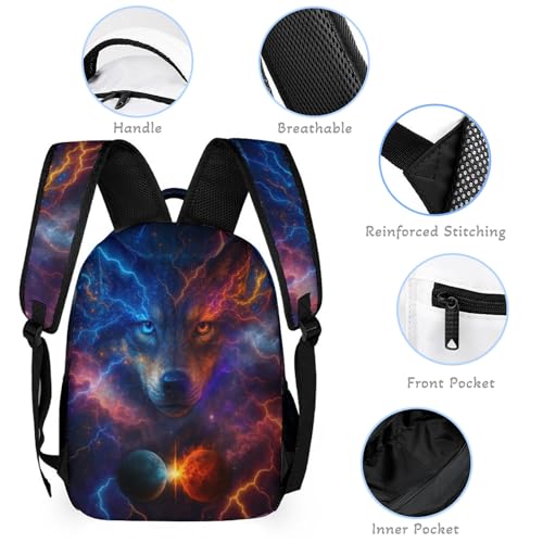 Wolf Backpack Set for Kids,School Bookbag with Lunch Box and Pencil Pouch Bag (Wolf) - color: Wolf