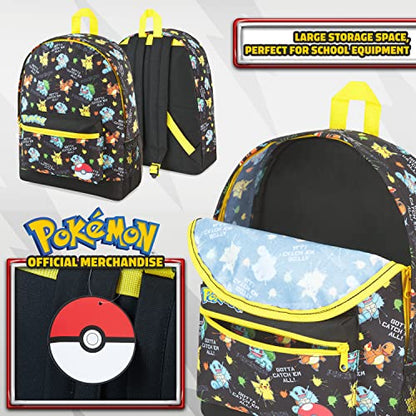 Pokemon Backpack for Kids Teens Boys Girls, Pikachu Anime Backpacks, Bag for Daycare Sports Vacation Travel, School Gift (Black AOP) - color: Black Aop