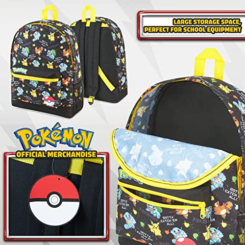 Pokemon Backpack for Kids Teens Boys Girls, Pikachu Anime Backpacks, Bag for Daycare Sports Vacation Travel, School Gift (Black AOP) - color: Black Aop