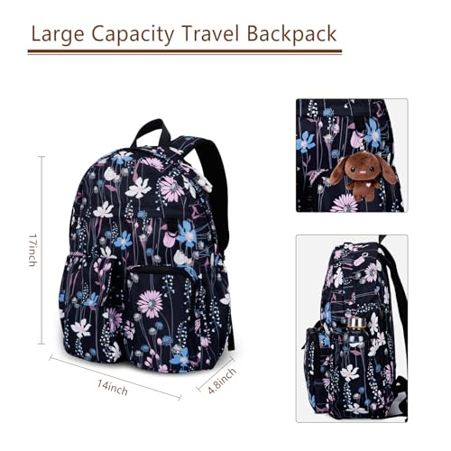 Women's Water-resistant Daypack Backpack, 15.6 Inch Laptop Compartment & Anti-Theft Pocket, Adjustable Padded Straps for Commuting, Travel, Work, College, Dreamy Flower - color: Dreamy Flower