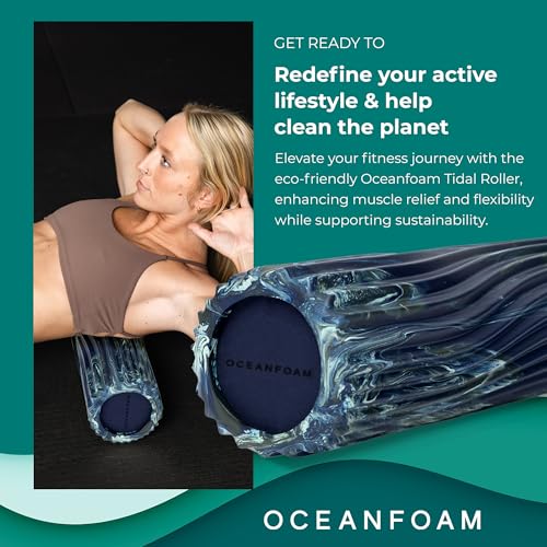 Oceanfoam Tidal Roller - Dark Navy, Hunter & Seafoam Marbled - Muscle Massage Foam Roller for Back Pain & Stretching - Firm & Ergonomic Wide Wave Textured - Yoga & Athletics - Full Size, 20" x 5" - color: Dark Navy, Hunter & Seafoam Marbled