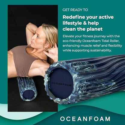 Oceanfoam Tidal Roller - Dark Navy, Hunter & Seafoam Marbled - Muscle Massage Foam Roller for Back Pain & Stretching - Firm & Ergonomic Wide Wave Textured - Yoga & Athletics - Full Size, 20" x 5" - color: Dark Navy, Hunter & Seafoam Marbled
