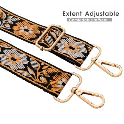 Replacement Purse Strap Shoulder Strap Adjustable Crossbody Strap for Women Crossbody Wide Shoulder Bag - color: Gold Floral-gold Metal