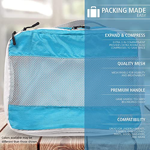 Lewis N. Clark ElectroLight Expandable Compression-Packing Cube + Travel Organizer for Luggage, Suitcase or Carry On with Smart Design Grab Handle & Breathable Mesh, 2-Pack (1 Med, 1 Large), Red - color: Red