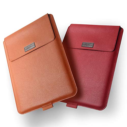 Laptop Sleeve 16-17" Case with Stand Compatible with Microsoft Surface Laptop 5/4/3/2 13.5", MacBook Air/Pro 13.3", PU Leather Sleeve for 15-16" Computers - Brown - color: Brown, size: 16-17 Inch