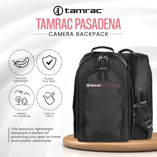 Tamrac Pasadena Camera Backpack for Photographers, DSLR Camera Bag with Laptop Compartment, Professional Photography Backpack, Camera Bag with Tripod Holder System, Travel Camera Carrying Case – Black - style: Pasadena