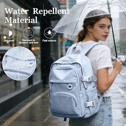 Lightweight College Backpack for Women Men Cute School Bag for Teens Girls Boys High School Backpack for Students Waterproof Casual Daypack Backpack（Milky Blue） - color: A4-milky Blue