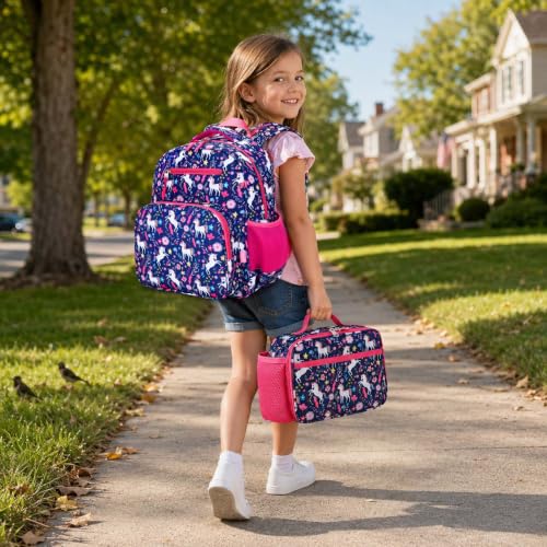 RHCPFOVR Kids Backpack for Girls - Girls Backpack 3-8 Ages Butterfly for Kids 15 Inch School Bookbag for Kindergarten Elementary School Bookbag for Girl 1st 2nd Grade - style: Deep Blue Unicorn