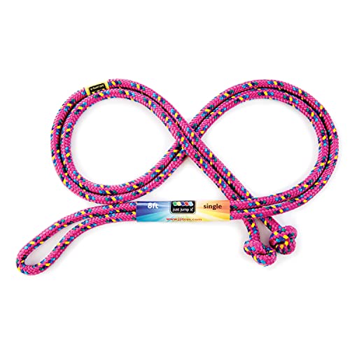 Just Jump It 8' Foot Single Jump Rope for Kids Women and Men - Active Outdoor Youth Fitness Excersing Equipment - Braided Nylon Gym Accessories - color: Raspberry Confetti