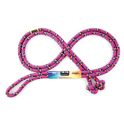 Just Jump It 8' Foot Single Jump Rope for Kids Women and Men - Active Outdoor Youth Fitness Excersing Equipment - Braided Nylon Gym Accessories - color: Raspberry Confetti