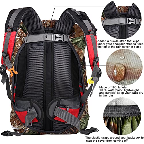 Waterproof Backpack Rain Cover with Anti Slip Buckle Strap for Camping, Hiking, Traveling, Hunting, Biking, 15-80L - color: Jungle Camouflage, size: 50L - 60L