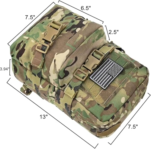 Tactical Mini Molle Hydration Pack,Molle Hydration Carrier with US Flag Water Resistant,Hydropack for Tactical Vest Backpack - style: Cp+bladder