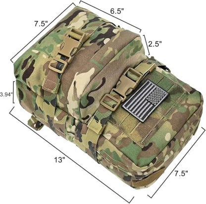 Tactical Mini Molle Hydration Pack,Molle Hydration Carrier with US Flag Water Resistant,Hydropack for Tactical Vest Backpack - style: Cp+bladder