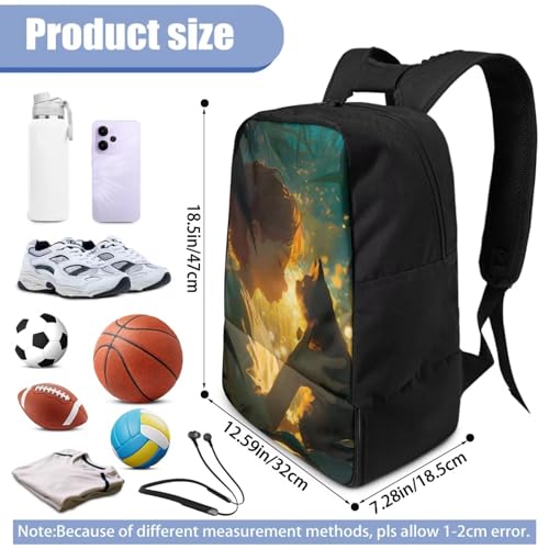 18.5in Basketball Backpack Basketball Bag with Shoe Compartment & Ball Holder, Waterproof Bag for Soccer Volleyball - color: Cartoon Figure Kitten Print
