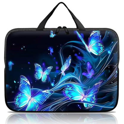 14 15 15.4 15.6 inch Laptop Handle Bag Computer Bag, Pouch Holder Notebook Sleeve Cover Soft Case Compatible for Dell,Lenovo,Toshiba HP, Asus Notebook-Glowing Blue Butterfly - color: Glowing Blue Butterfly