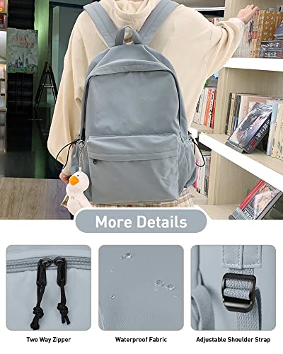 BJLFS Blue Simple School Backpack for Girls Boys, Waterproof Bookbag for Women Men, College Student School Bag, Lightweight Travel Rucksack Casual Daypack, Laptop Backpacks - color: Small Blue