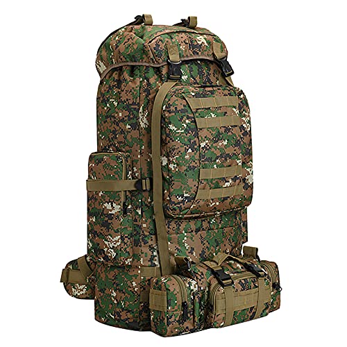 100L Camping Hiking Backpack,Molle military Tactical rucksack backpack,Waterproof Lightweight Hiking Backpack - color: Woodland Camo