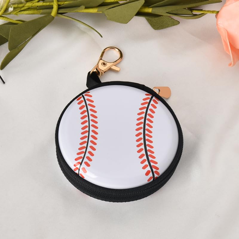 YALLNASL Soccer Basketball Volleyball Baseball Storage Bag Wallet Organizer Coin Pouch Keychain Case for Earplugs Earbuds Earphone - color: Baseball Keychain
