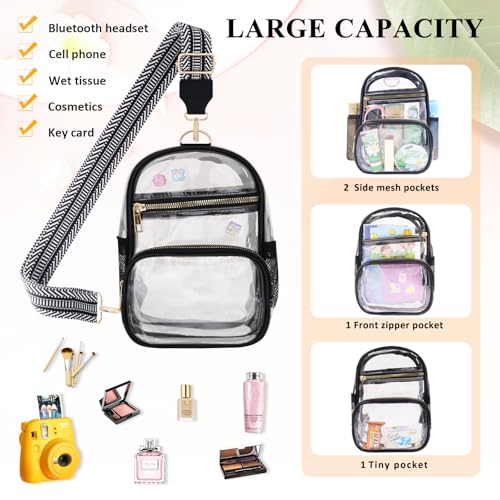 Clear Bag Stadium Approved Events Concerts Sports Outdoors Water Bottle Holder,Clear Purse for Women Men Handbags - color: 1# Black-c