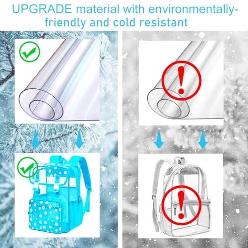 3Pcs Clear Backpack for Girls, School Kids Transparent Bookbag Set, 17" Daisy Stadium Approved See Through Backpack with Lunch Box (Blue) - color: Blue Daisy01