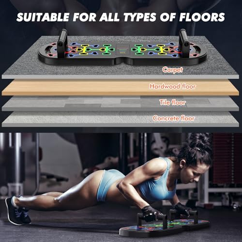 Portable Home Gym Workout Equipment, Push Up Board, Pilates Bar & Fitness Accessories with Resistance Bands for Upper Body Strength Training Full Body Workout at Home
