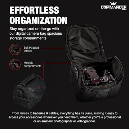COMMANDER OPTICS Small Camera Bag - Water Resistant, Soft Padded, Compact Travel Bag for Canon EOS, Nikon, Sony & More DSLR Cameras/Camcorders Ample Storage and Protection for Your Equipment (Small)